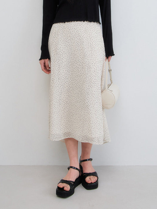 Mango Maniplease Ode Dot Flare Skirt Cream