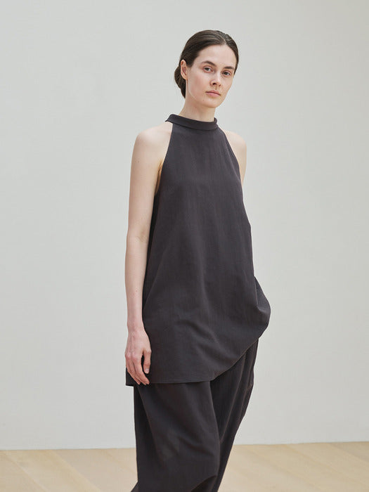[moia] halter scarf blouse (charcoal brown)