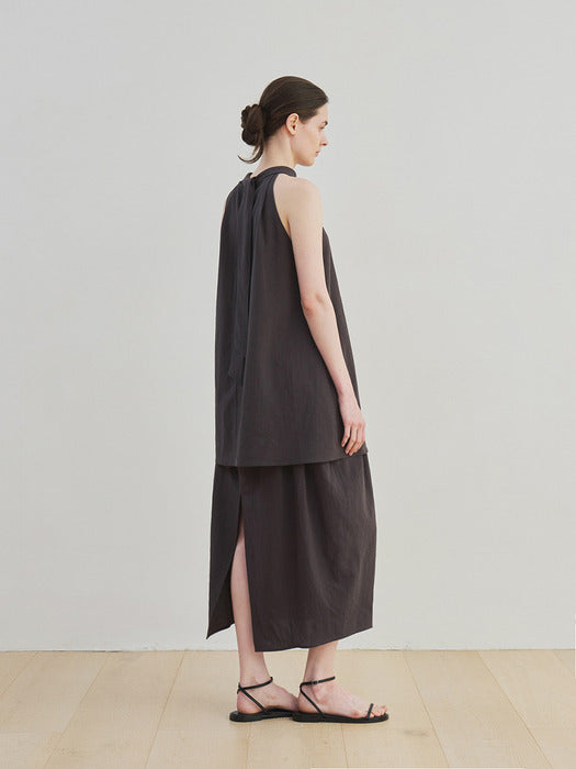 [moia] halter scarf blouse (charcoal brown)