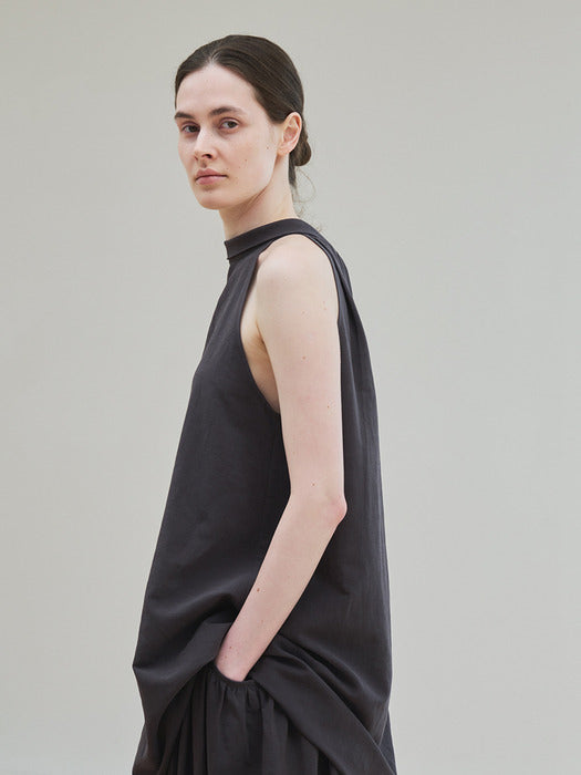 [moia] halter scarf blouse (charcoal brown)