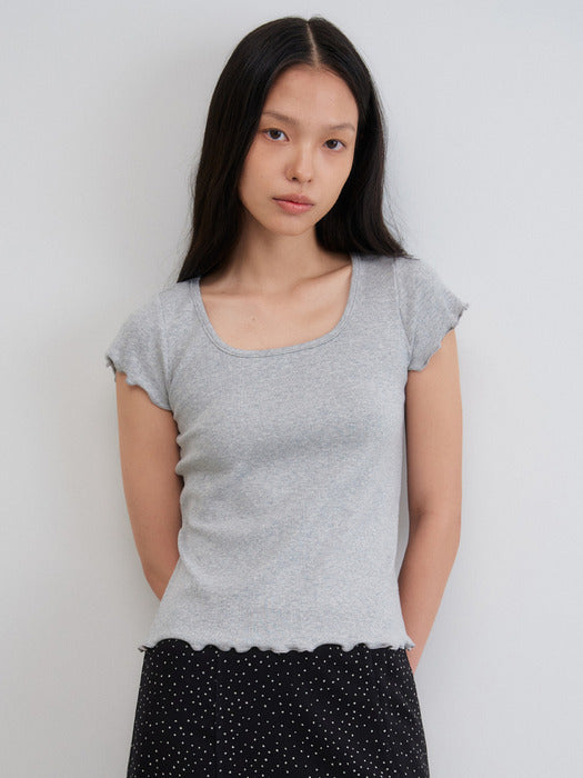 Mango Maniplease Silly Ruffle Tee Melange Grey
