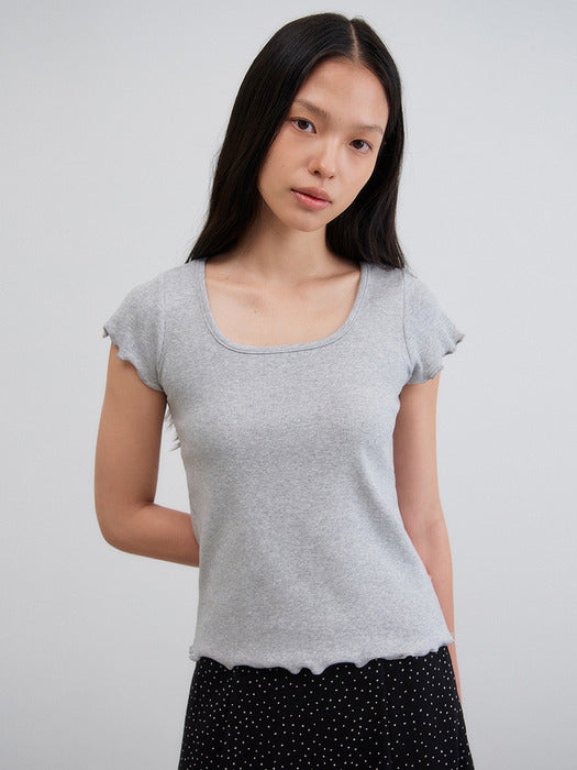 Mango Maniplease Silly Ruffle Tee Melange Grey