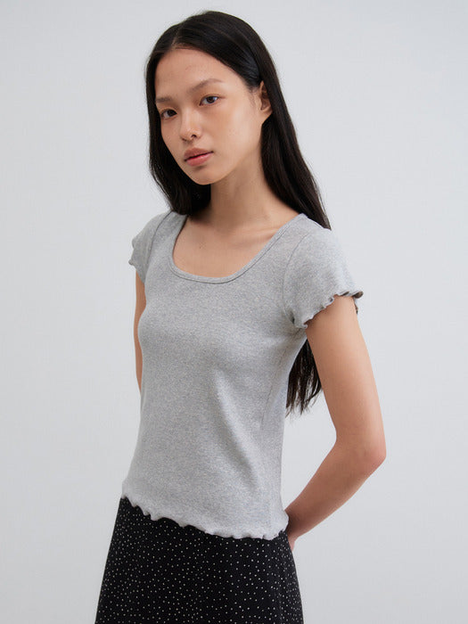 Mango Maniplease Silly Ruffle Tee Melange Grey