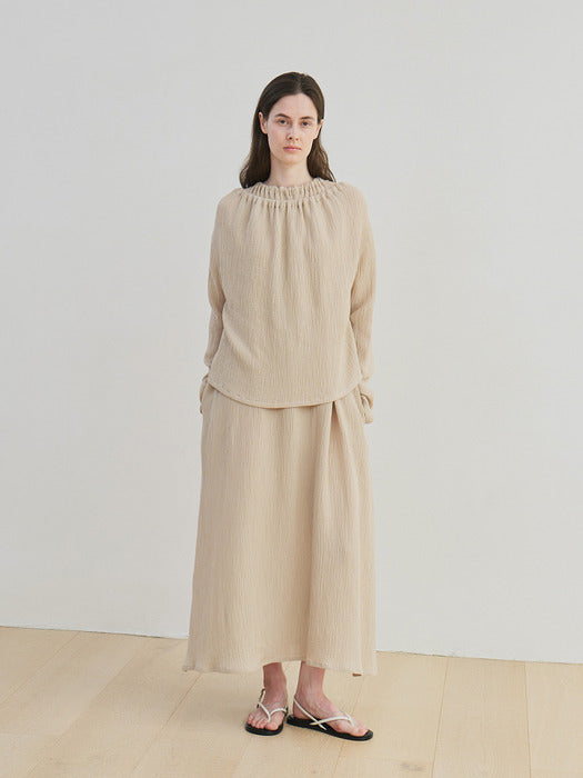 Moia 2way drawstring shirt (beige)