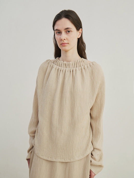 Moia 2way drawstring shirt (beige)