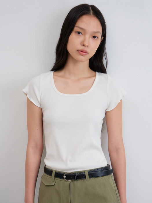Mango Maniplease Silly Ruffle Tee Ivory