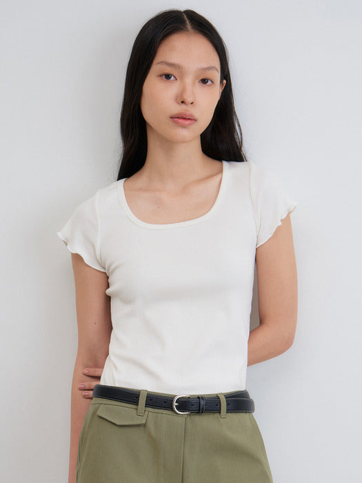 [Mango Maniplease] Silly Ruffle TEE_IVORY