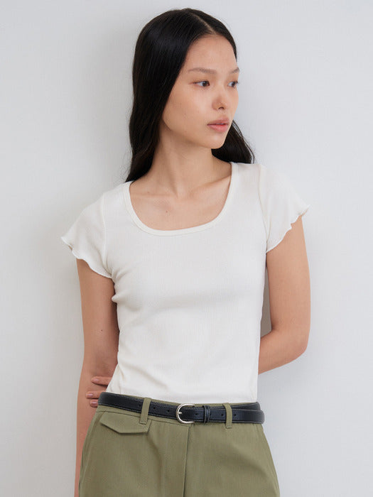 [Mango Maniplease] Silly Ruffle TEE_IVORY