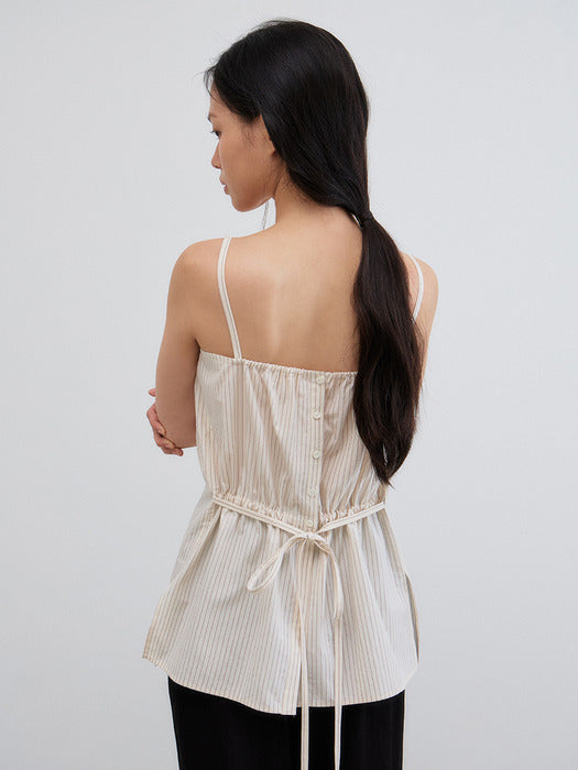 Mango Maniplease Rian Stripe Sleeveless Beige