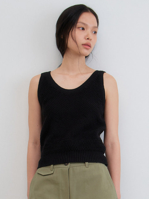 Mango Maniplease Rina Knit Sleeveless Black