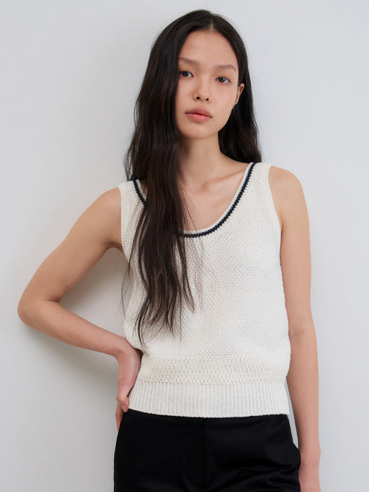 Mango Maniplease Rina Knit Sleeveless Pure Ivory