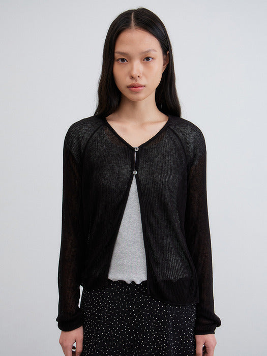 Mango Maniplease Cari Sheer Cardigan Black