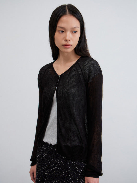 Mango Maniplease Cari Sheer Cardigan Black