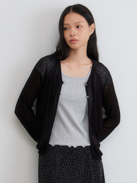 Mango Maniplease Cari Sheer Cardigan Black