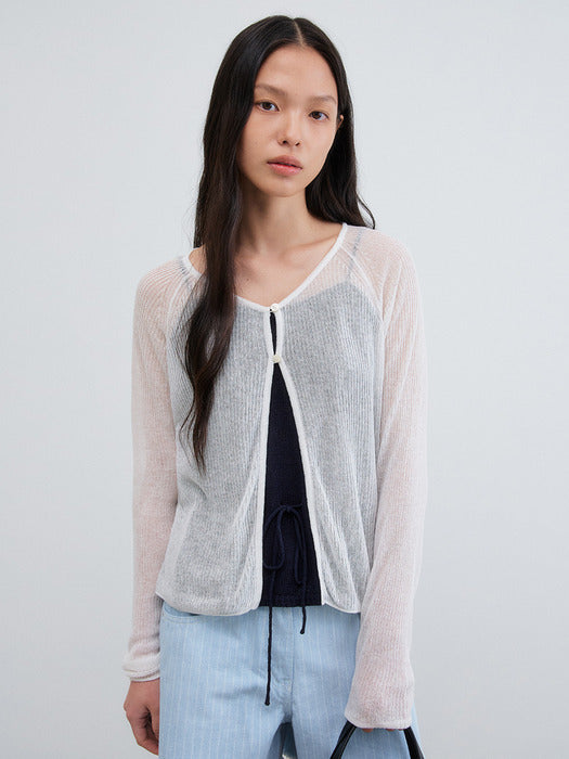 Mango Maniplease Cari Sheer Cardigan White