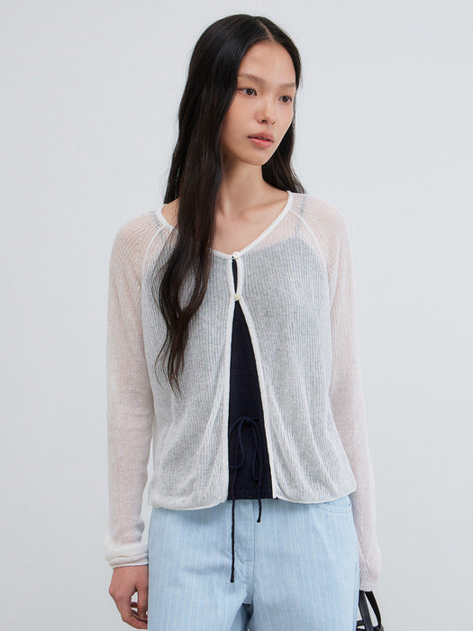 Mango Maniplease Cari Sheer Cardigan White