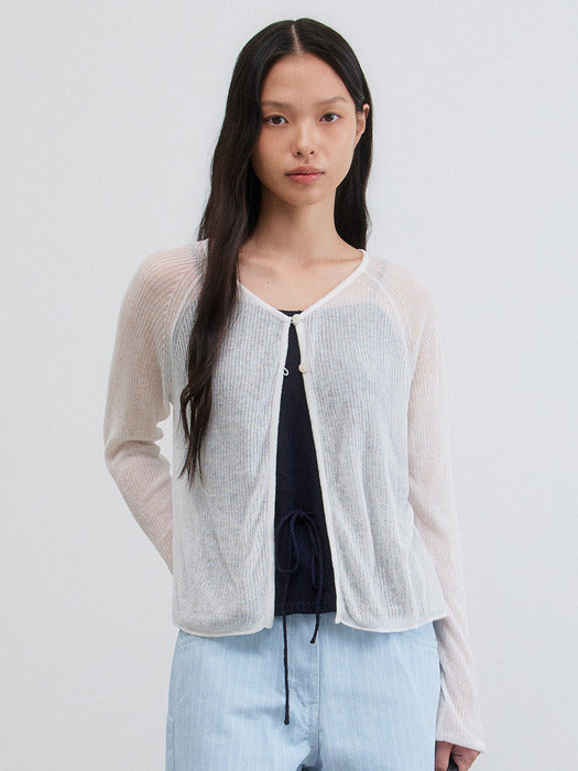 Mango Maniplease Cari Sheer Cardigan White