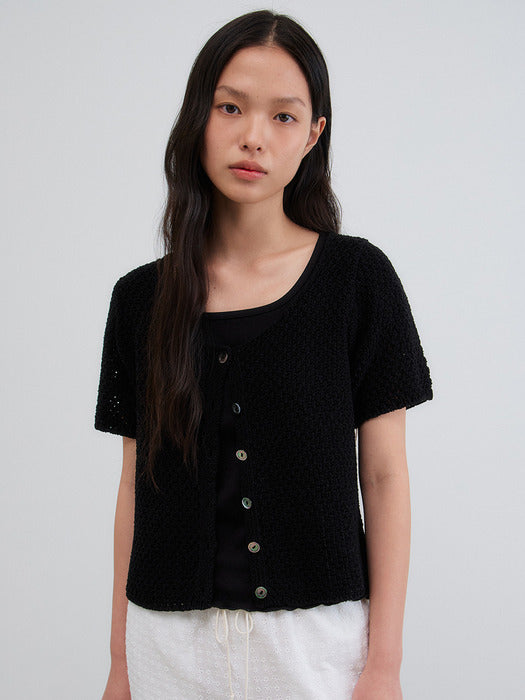 Mango Maniplease Rave Punching Cardigan Black