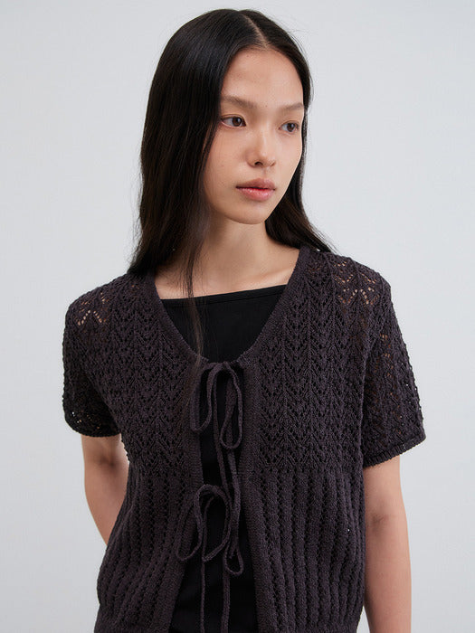 Mango Maniplease Poyni Tie Cardigan Charcoal