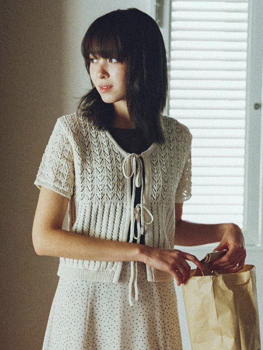 Mango Maniplease Poyni Tie Cardigan Natural