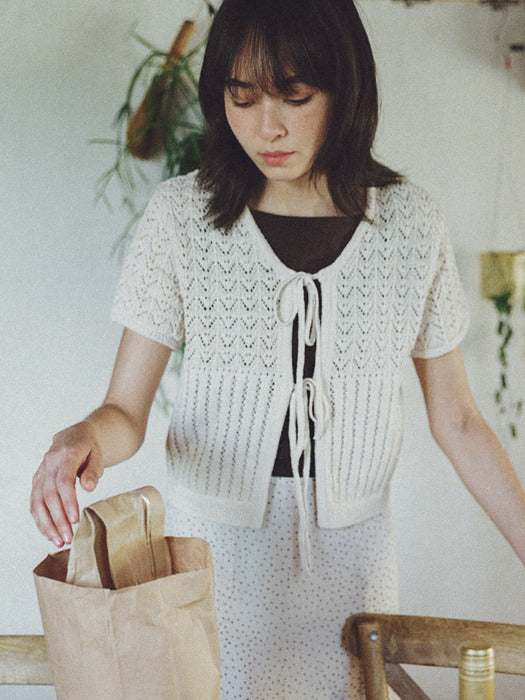 Mango Maniplease Poyni Tie Cardigan Natural