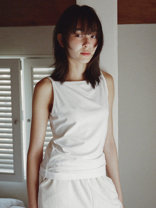 Mango Maniplease Lav Cotton Sleeveless Ivory