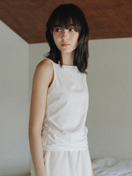 Mango Maniplease Lav Cotton Sleeveless Ivory