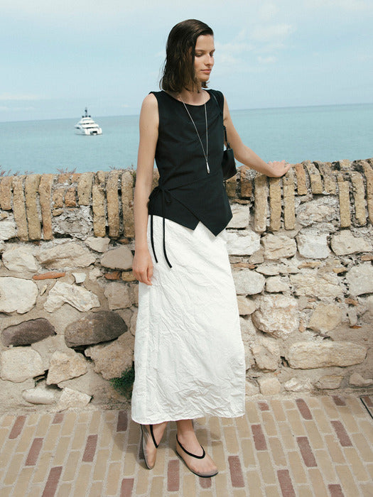 Loeuvre Crease Slit Long Skirt