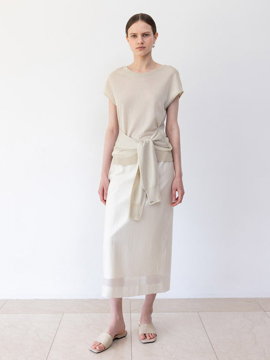 Loeuvre Sleeve Panel Sleeveless Knit Top