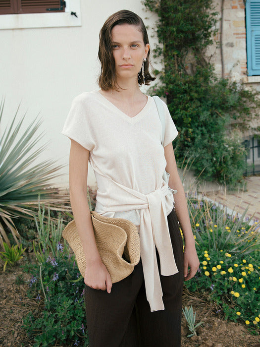 [loeuvre] Sleeve Panel Sleeveless Knit Top SK5MP298_2color