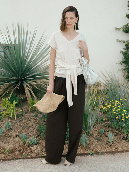 Loeuvre Sleeve Panel Sleeveless Knit Top
