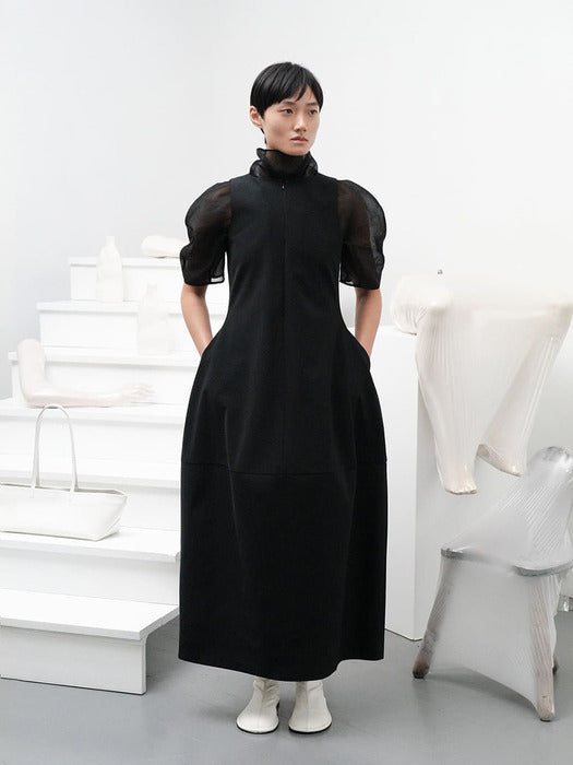 [amomento] KNOTTED COLLAR TOP_BLACK