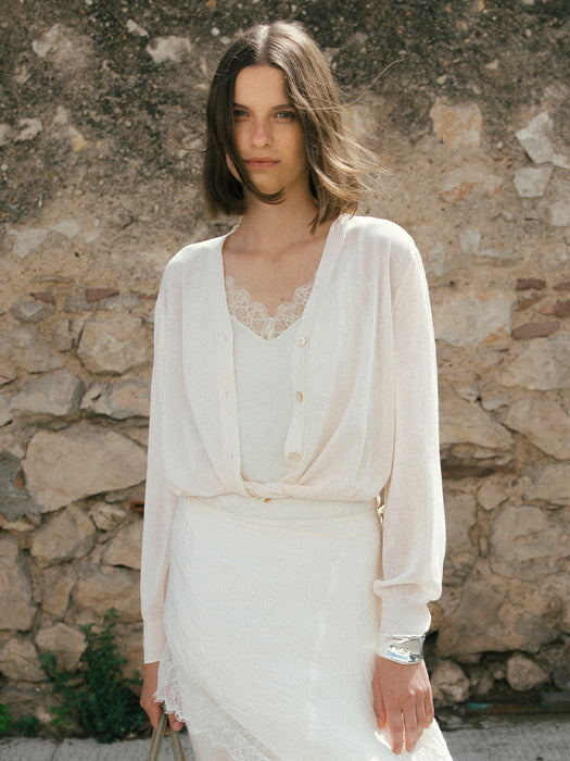 Loeuvre See-through Twist Cardigan