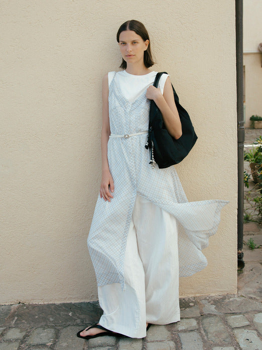 [loeuvre] Sheer Plaid Sleeveless Dress SW5MO273-AH