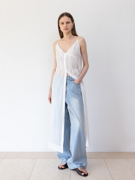 [loeuvre] White Striped Sleeveless Dress SW5MO270-01