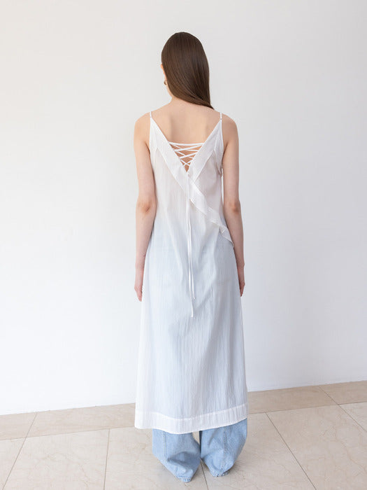 Loeuvre White Striped Sleeveless Dress
