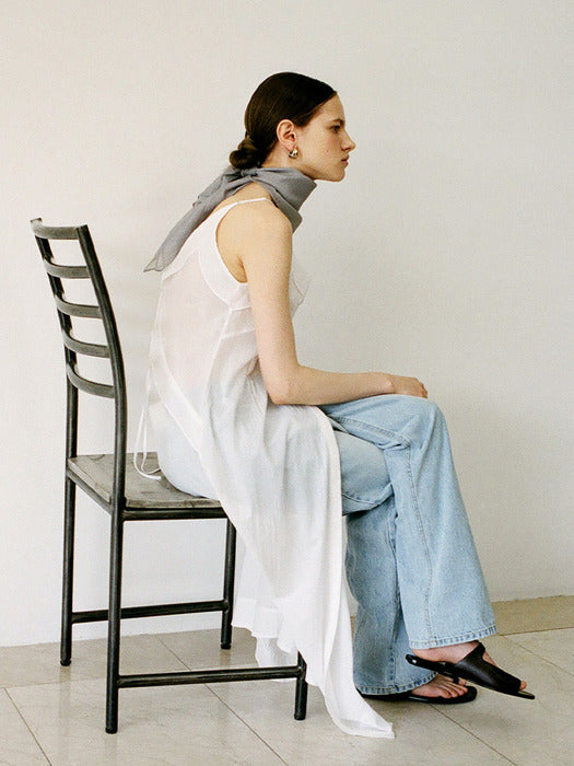 Loeuvre White Striped Sleeveless Dress