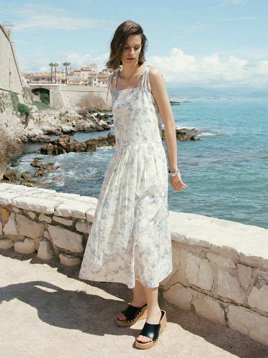 Loeuvre Flower Pattern Bustier Layered Maxi Dress