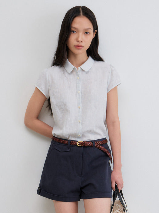 Mango Maniplease Melbun Turn UP Shorts Navy