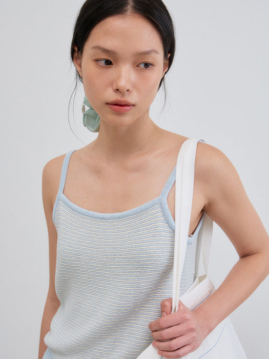 Mango Maniplease Sen Stripe Knit Sleeveless Light Blue