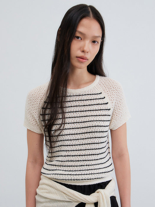 Mango Maniplease Rega Stripe Knit Natural