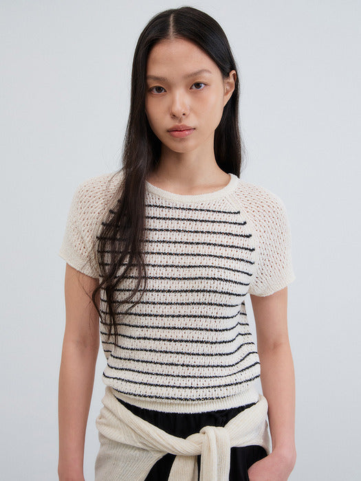 Mango Maniplease Rega Stripe Knit Natural