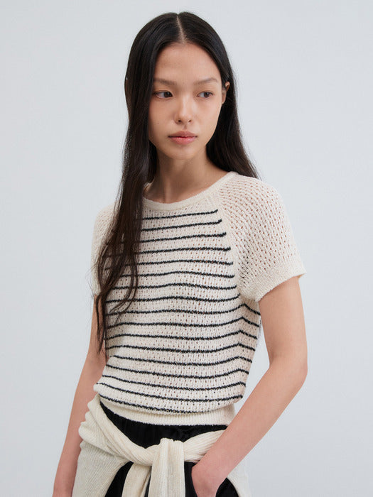 Mango Maniplease Rega Stripe Knit Natural
