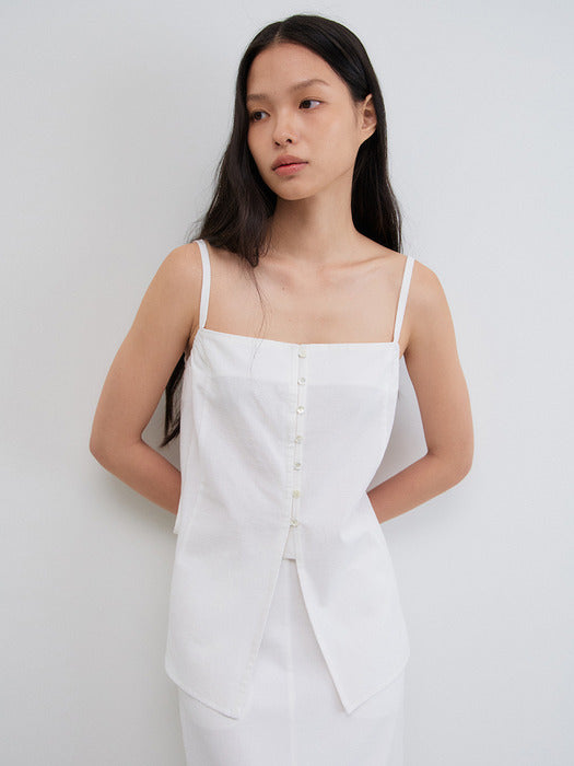 Mango Maniplease Dona Button Sleeveless Ivory