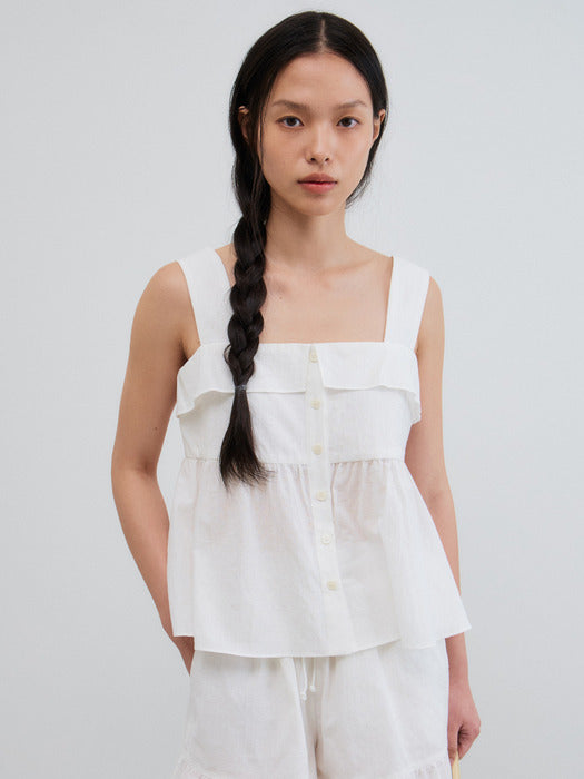 Mango Maniplease Mello Sleeveless Blouse Ivory