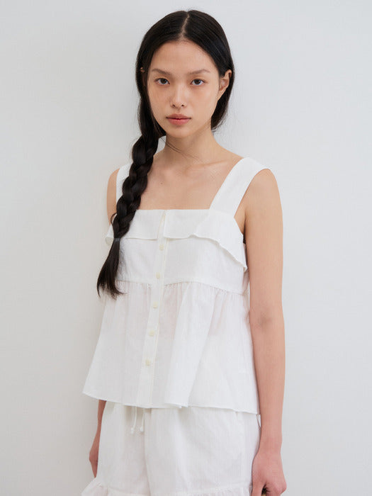 Mango Maniplease Mello Sleeveless Blouse Ivory