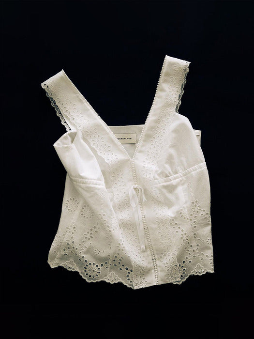 Kindersalmon Claire Lace Sea Blouse White
