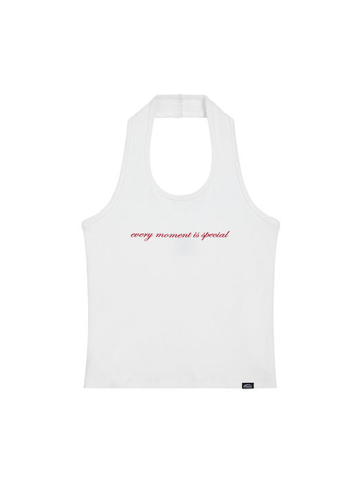 Emis Halter Neck Tank Top-White
