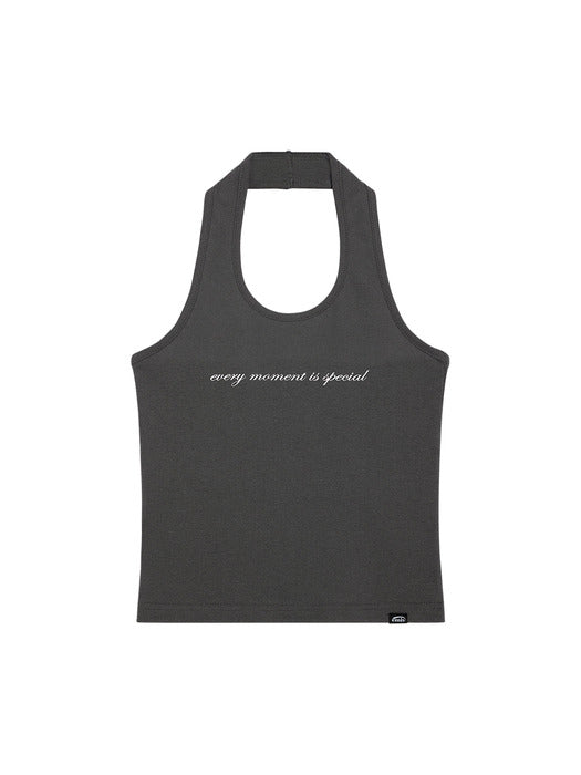 Emis Halter Neck Tank Top-Gray