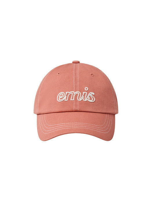Emis Lettering Logo White Stitch Ball Cap-Coral